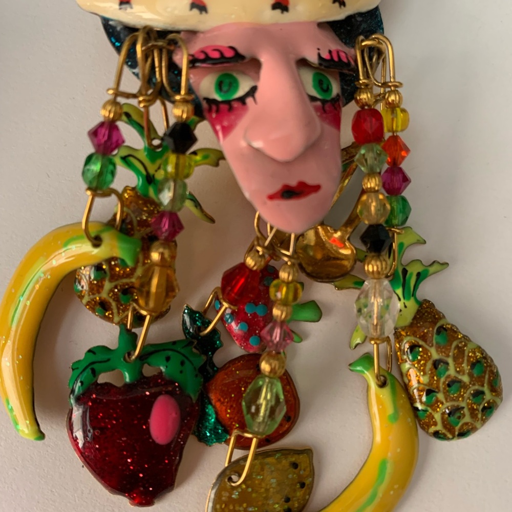 Rare Lunch At The Ritz LATR Couture Carmen Miranda Statement Earrings Large Long